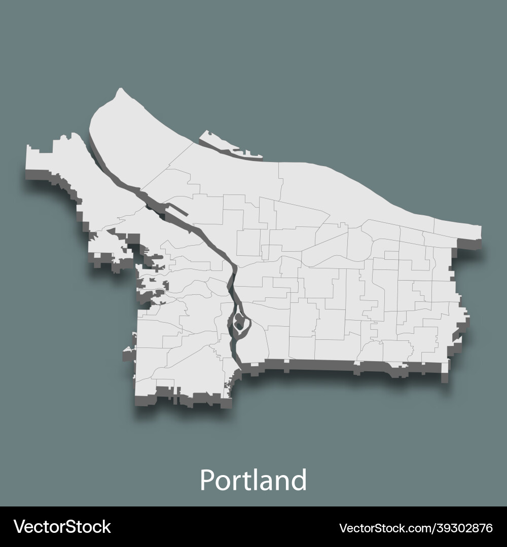 3d isometric map of portland is a city united 3d isometric map of portland is a city united vector image