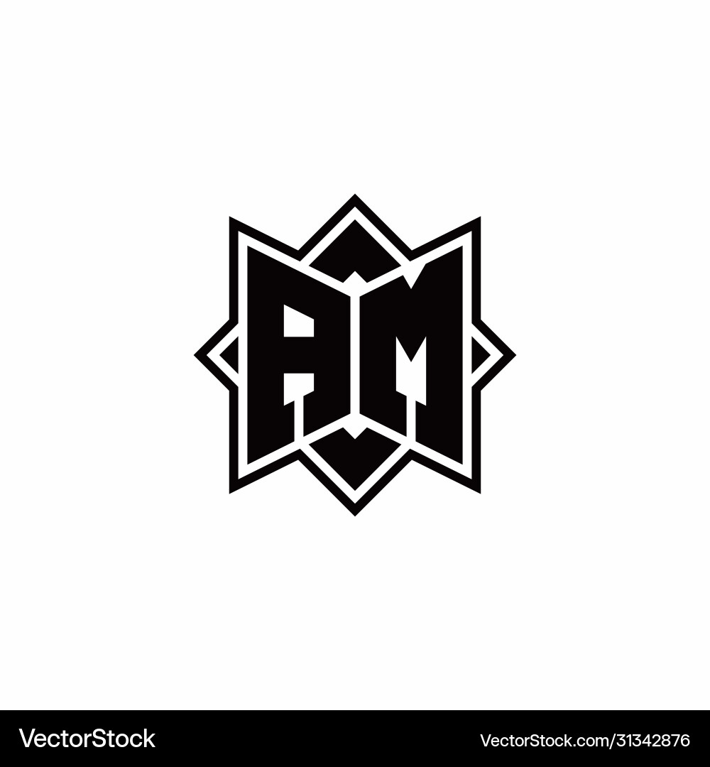 Am monogram logo with square rotate style outline vector image