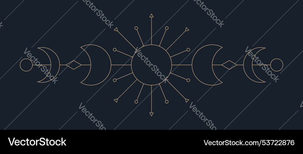 Celestial symbols thin line spiritual Celestial symbols thin line spiritual vector image