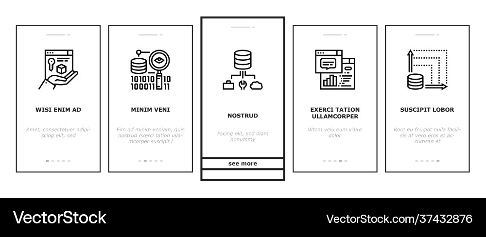 Digital processing onboarding icons set Digital processing onboarding icons set vector image