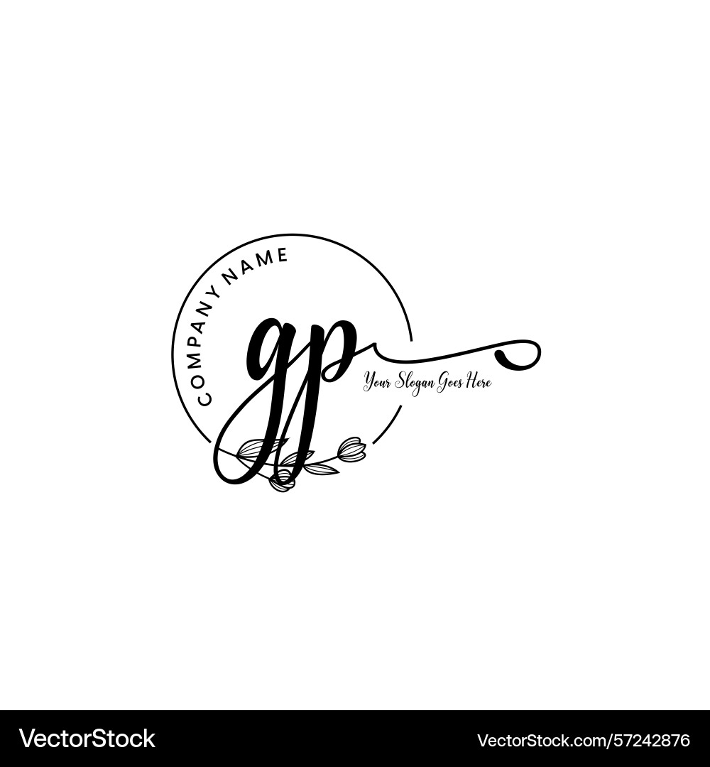 Elegant gp initial logo design with botanical Vector Image