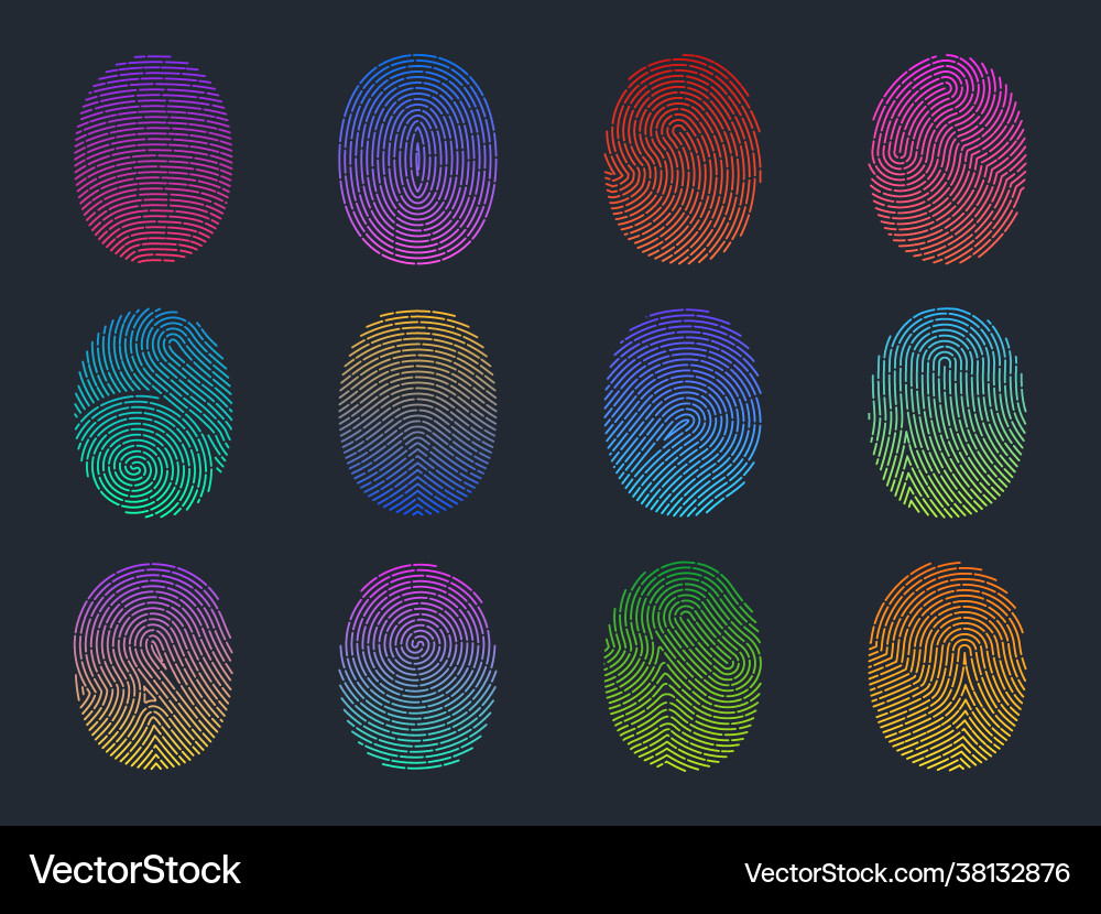 Gradient Fingerprint Collection vector image