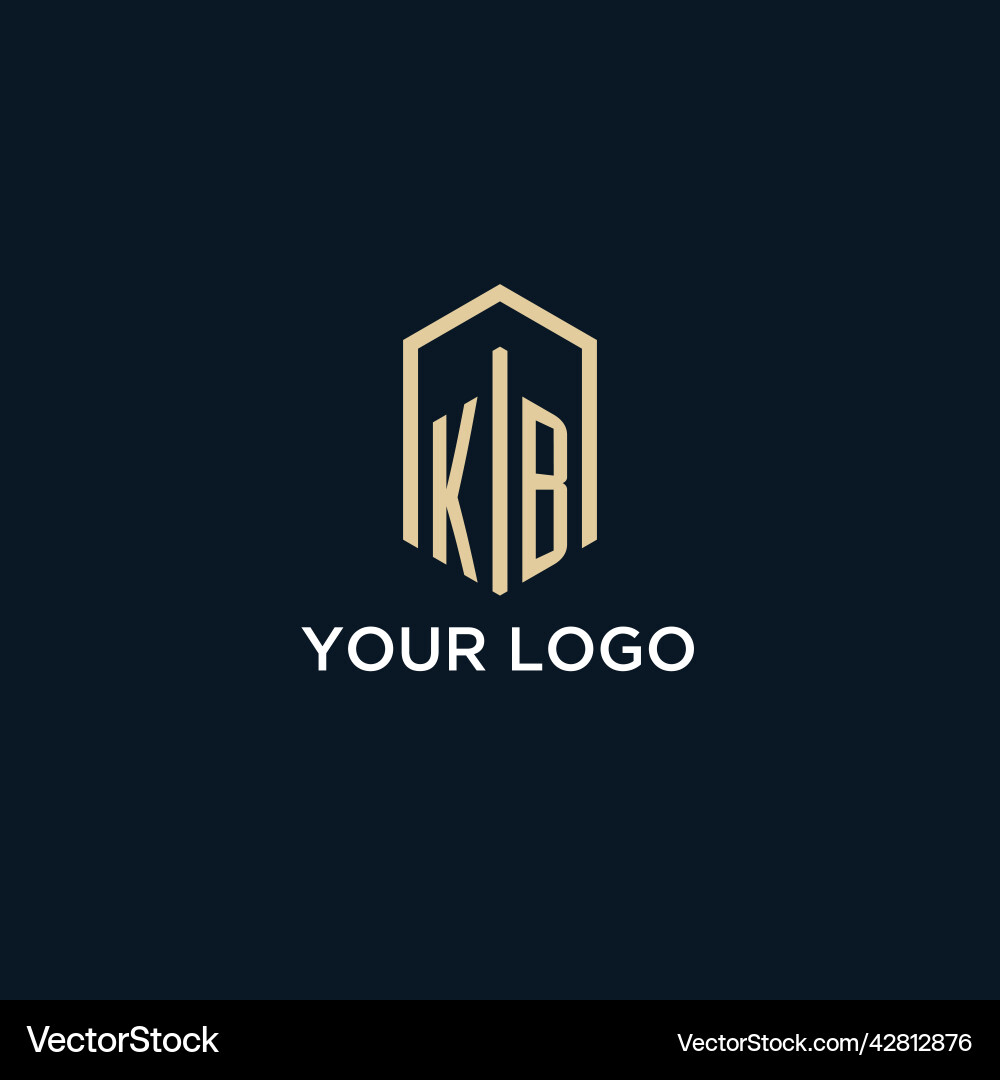 Kb initial monogram logo with hexagonal shape Kb initial monogram logo with hexagonal shape Vector Image
