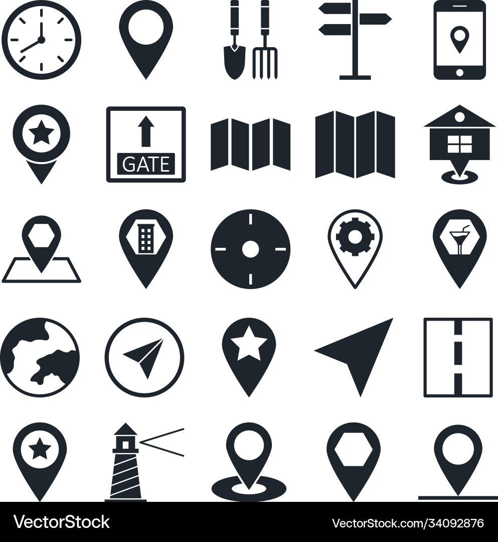 Map and navigation icons can be easily mod vector image