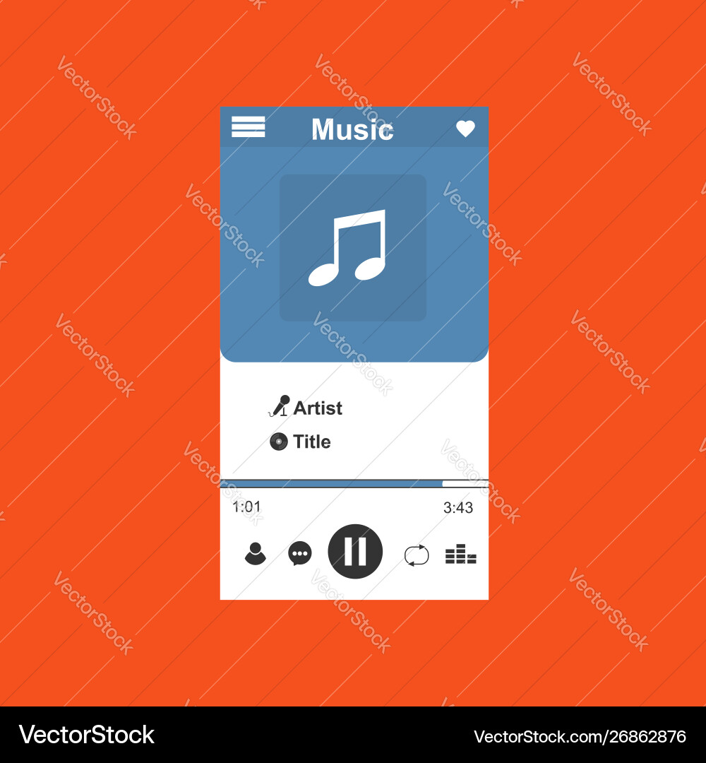 Media player application app template with flat Media player application app template with flat vector image
