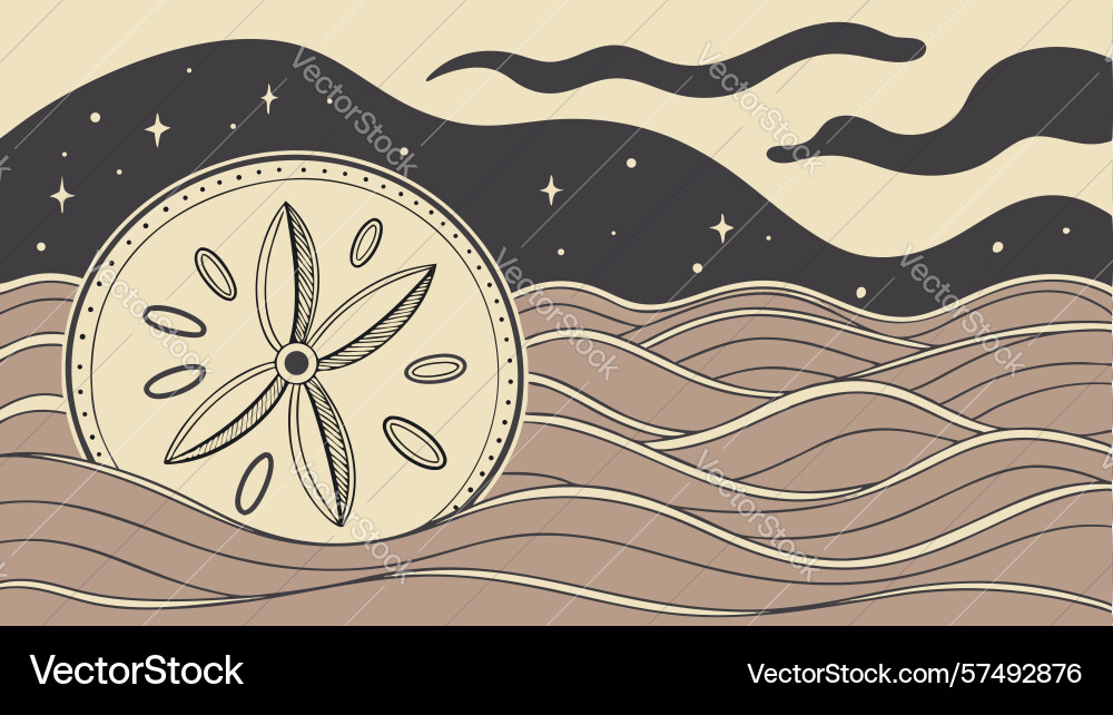 Sand dollar with abstract waves and textured Vector Image