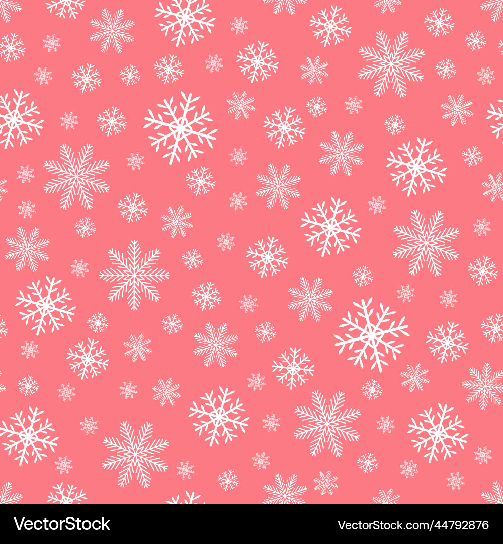 Seamless snowflake pattern on delicate red Vector Image
