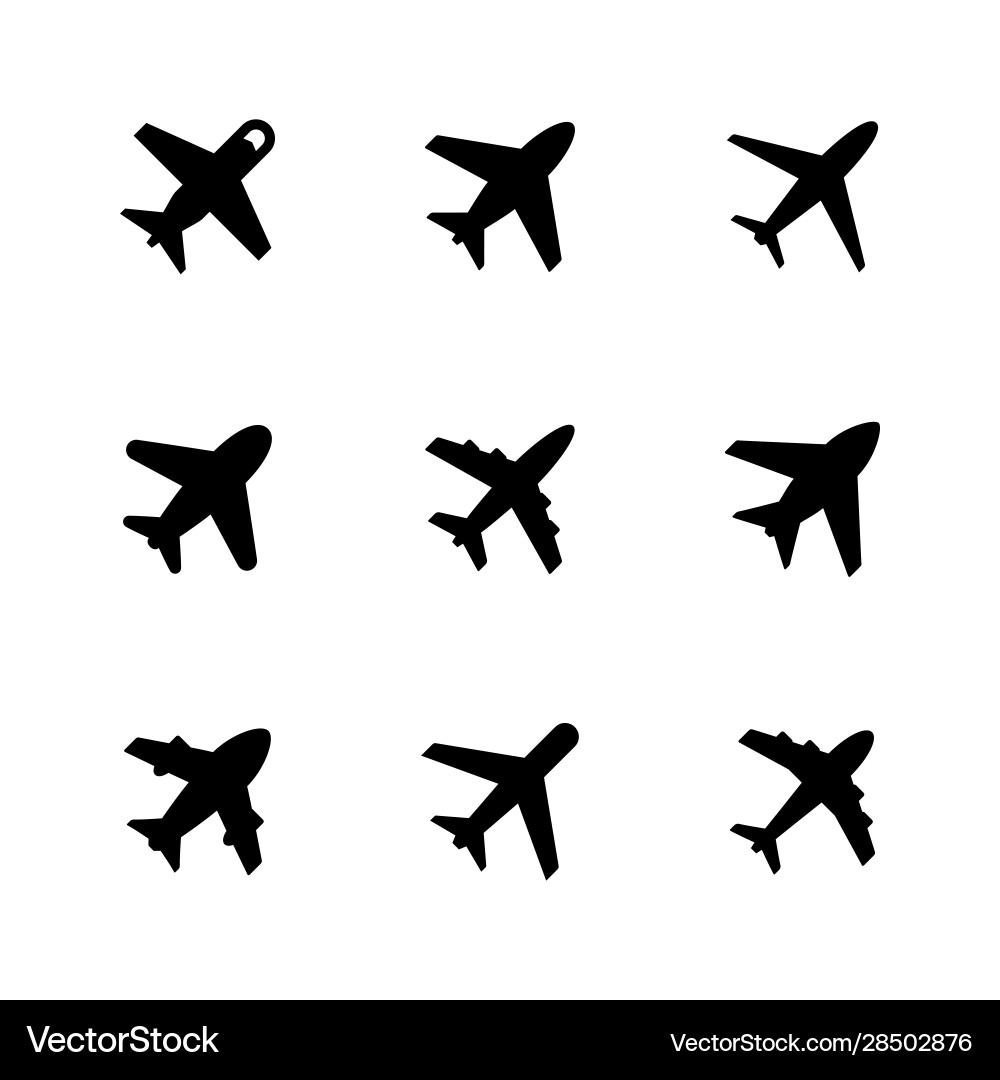 Set glyph icons plane Set glyph icons plane vector image