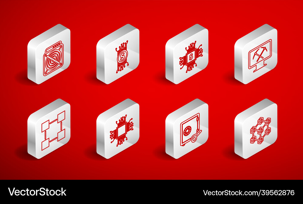 Set line blockchain technology cryptocurrency Set line blockchain technology cryptocurrency Vector Image