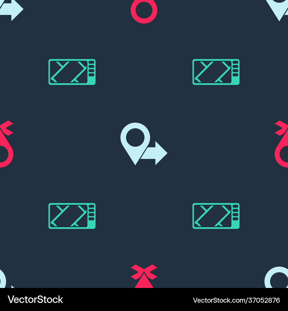 Set location and gps device with map on seamless Set location and gps device with map on seamless vector image