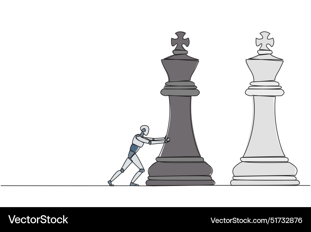 Single one line drawing smart robot newest Vector Image