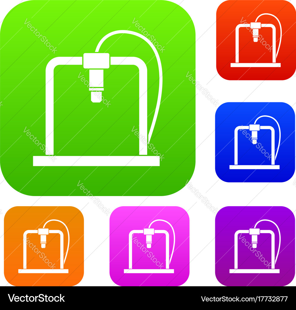 3d printer frame set color collection vector image