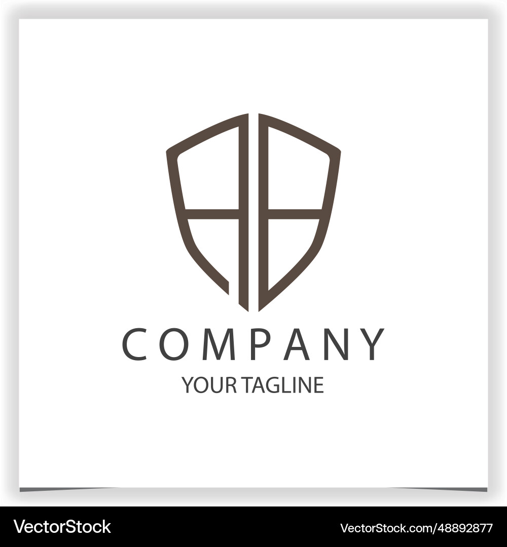 Ab logo monogram with shield shape isolated black Vector Image