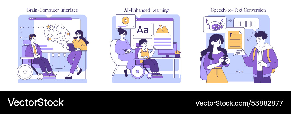 Ai to help disabled people flat Ai to help disabled people flat vector image