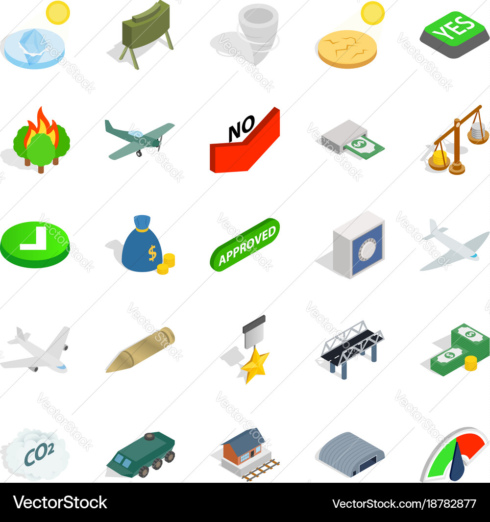 Army icons set isometric style Vector Image