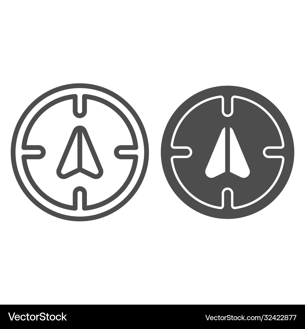 Arrow gps with target line and solid icon Arrow gps with target line and solid icon vector image
