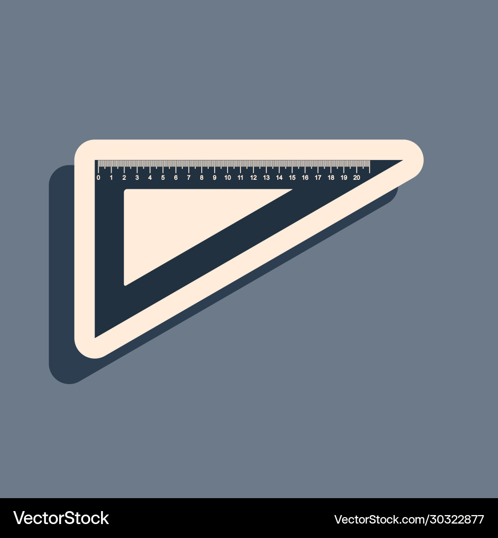 Black triangular ruler icon isolated on grey Black triangular ruler icon isolated on grey vector image