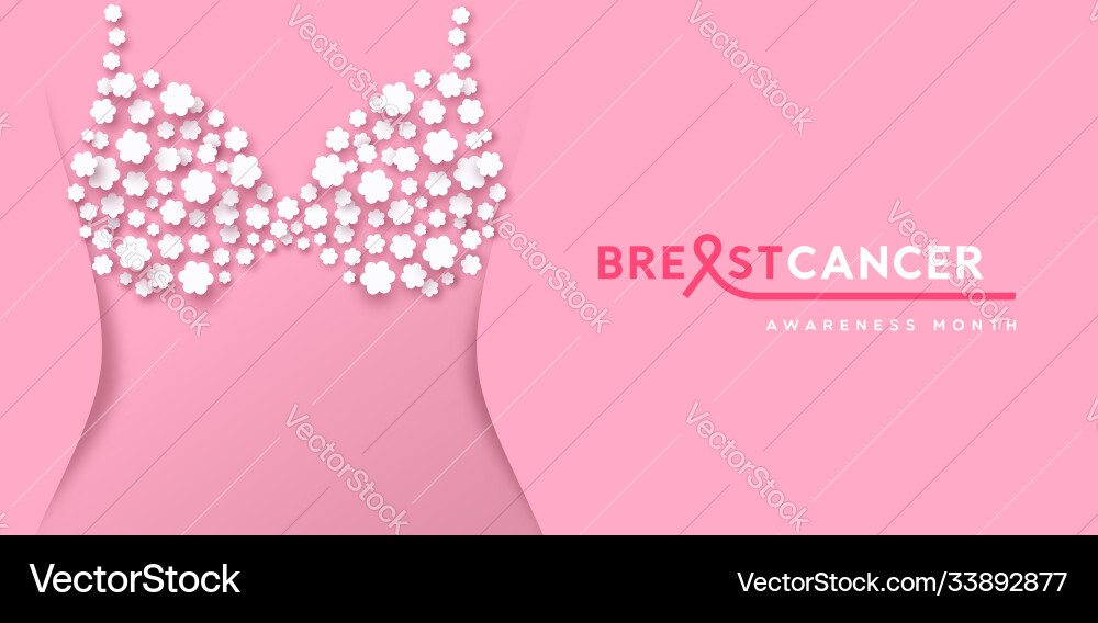 Brustkrebs Monat Banner Blume BH Unterwäsche Brustkrebs Monat Banner Blume BH Unterwäsche vektorbild
