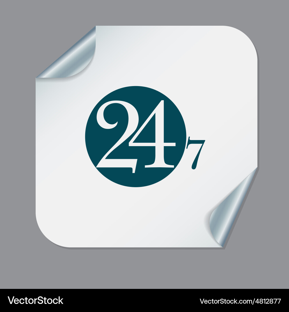 Character 24 7 open hours a day and days vector image