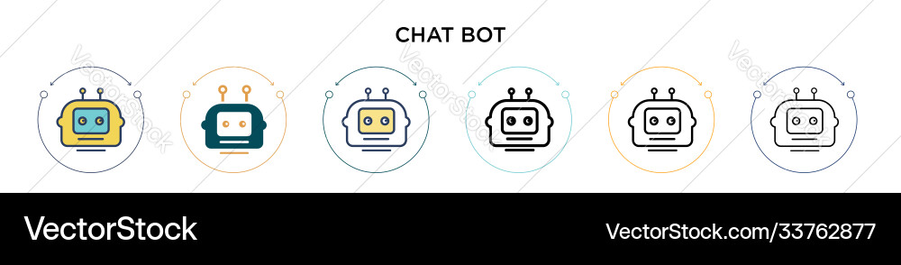 Chat bot icon in filled thin line outline vector image