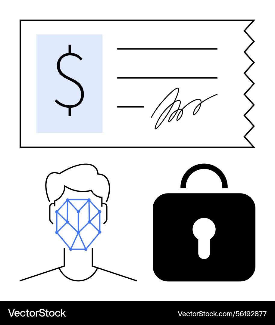 Digital payment security with biometrics and data Digital payment security with biometrics and data Vector Image