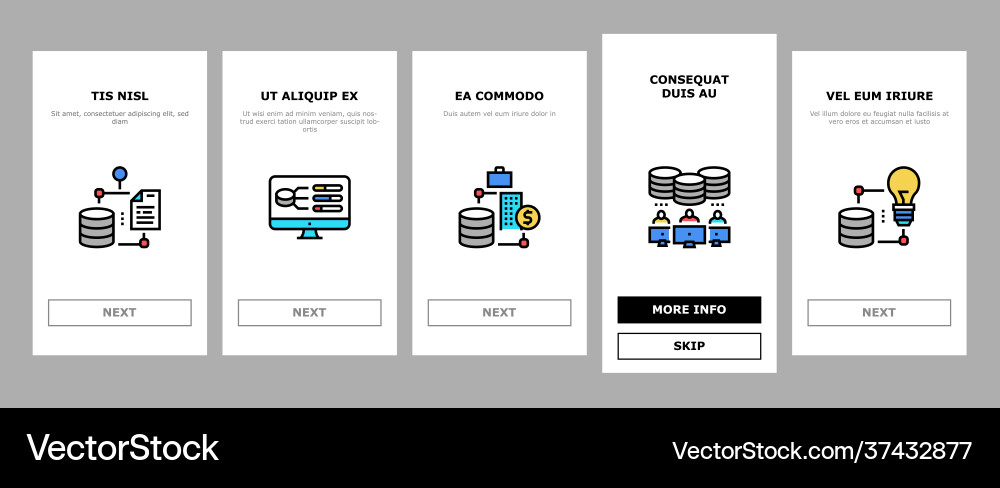 Digital processing onboarding icons set Digital processing onboarding icons set vector image