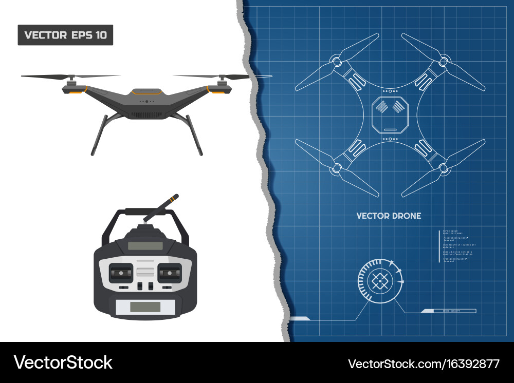 Drone Blueprint Schematic vector image