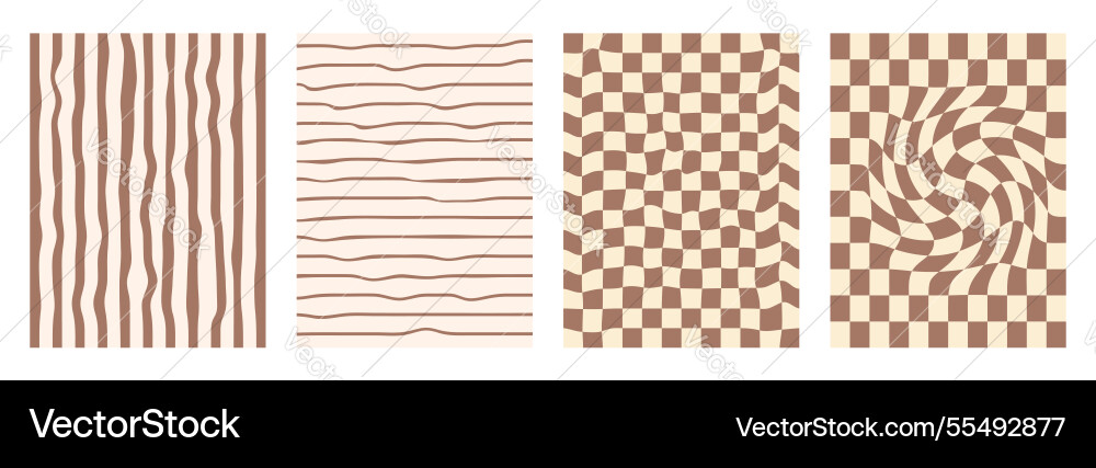 Groovy checkerboard pattern set psychedelic Groovy checkerboard pattern set psychedelic vector image