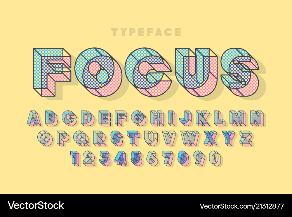 Halftone Letter Set - 3D Display Font vector image