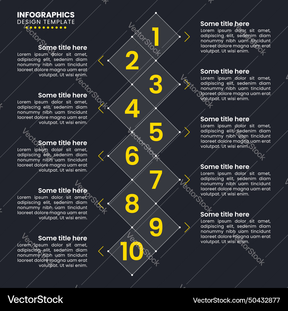 Infographic template vertical timeline with 10 Vector Image