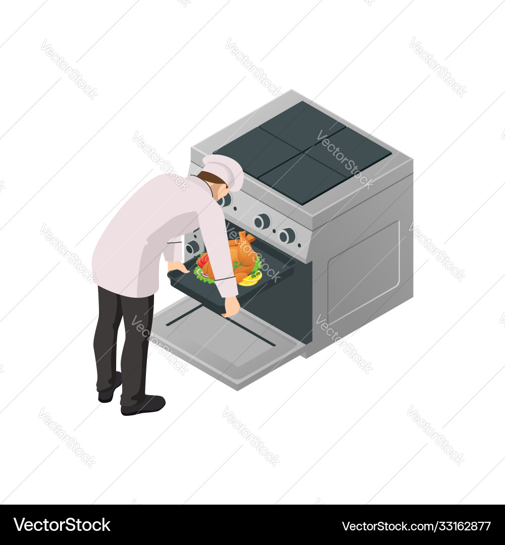 Isometric male chef isolated on white vector image