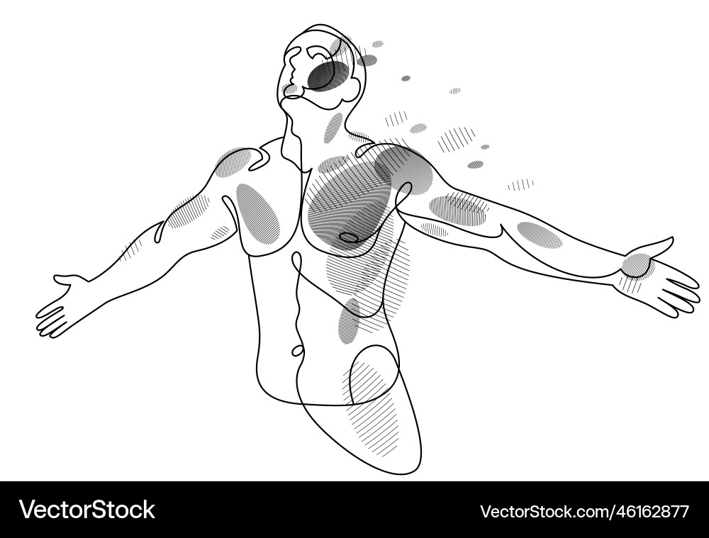 Man with spread hands showing pose of freedom Man with spread hands showing pose of freedom vector image