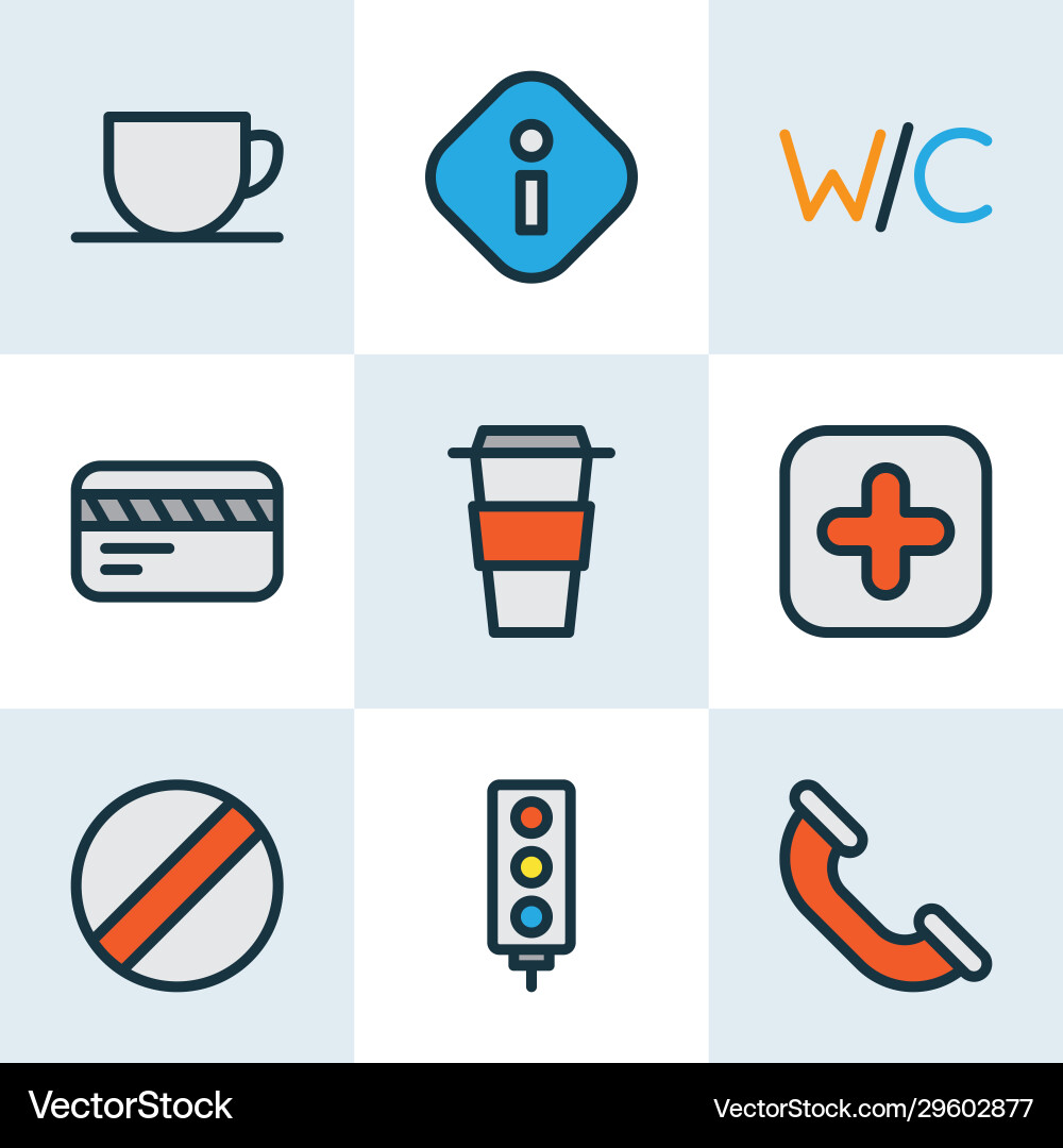 Navigation icons colored line set with call Navigation icons colored line set with call vector image