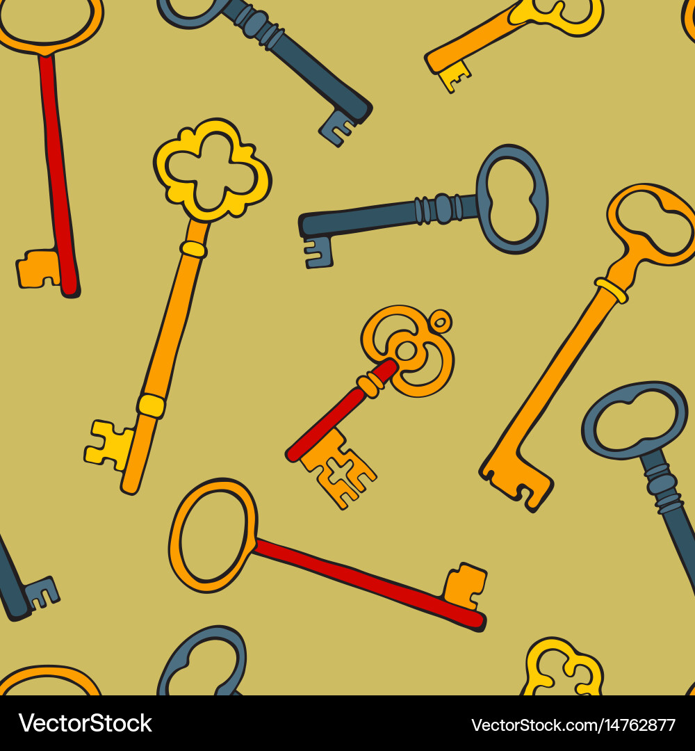 Retro keys colorful seamless pattern Vector Image