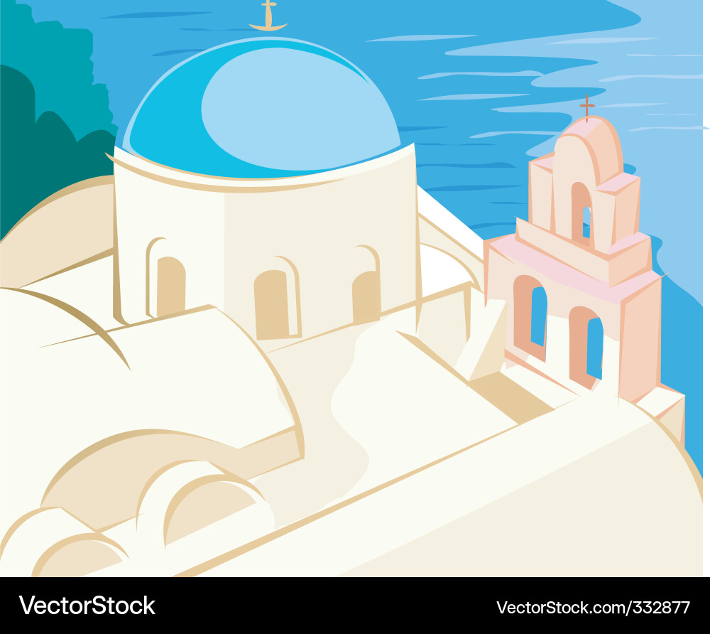 Santorini Cathedral Vector Image