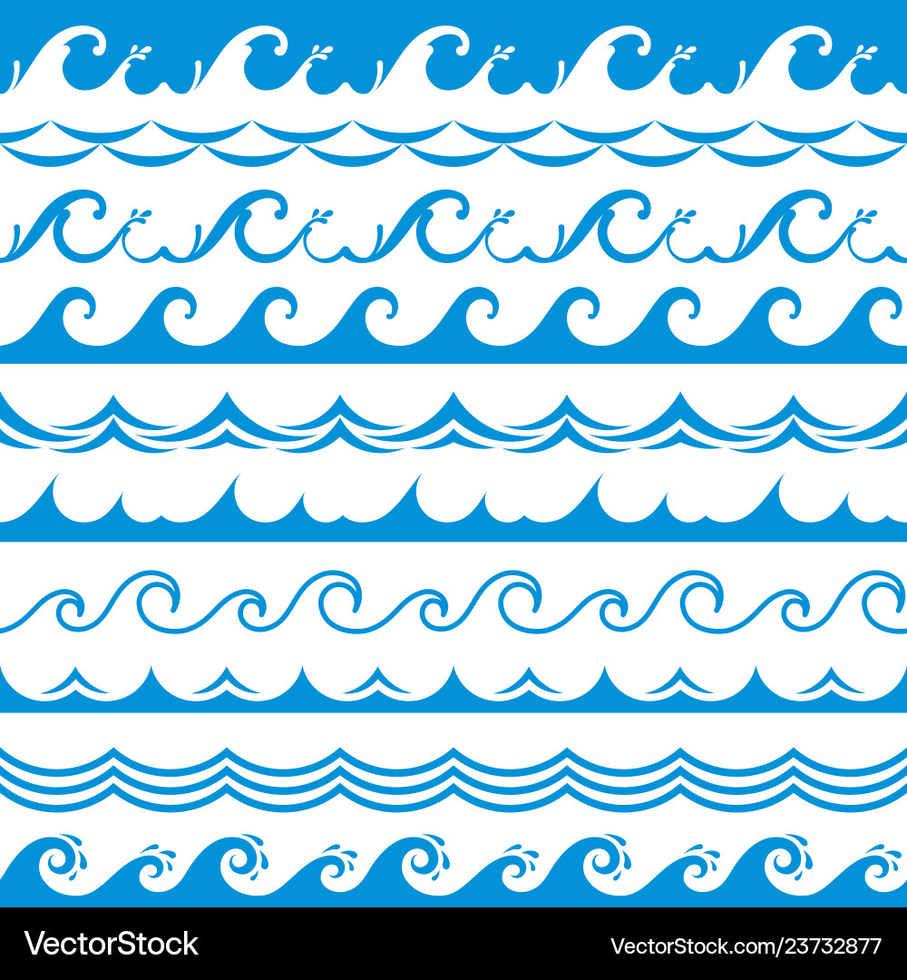 Sea wave frame seamless ocean storm tide waves Sea wave frame seamless ocean storm tide waves vector image