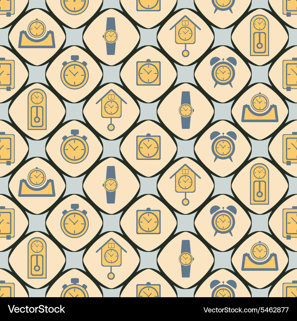 Seamless background with clock Vector Image