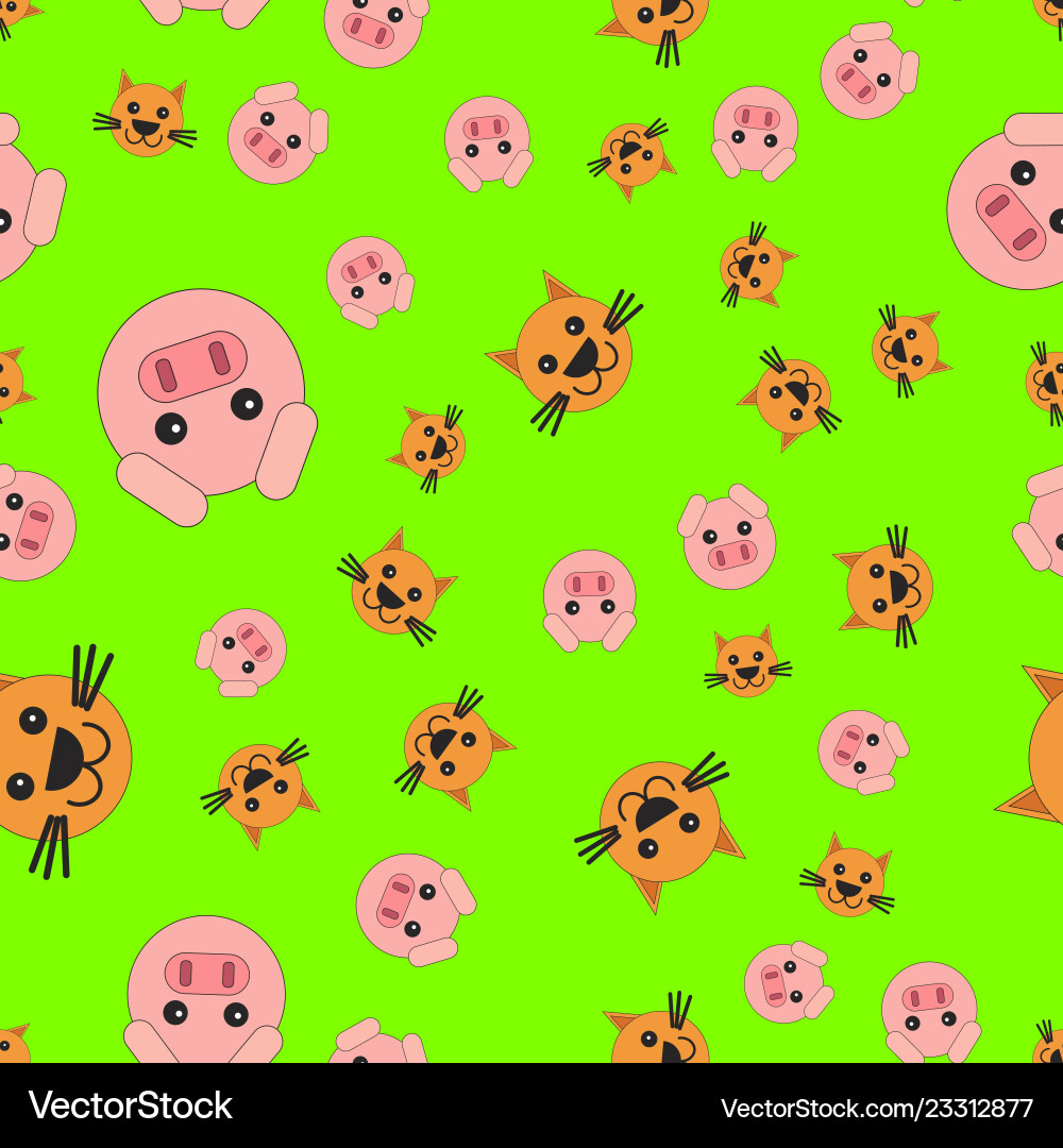 Seamless pattern of cat and pig heads Seamless pattern of cat and pig heads vector image