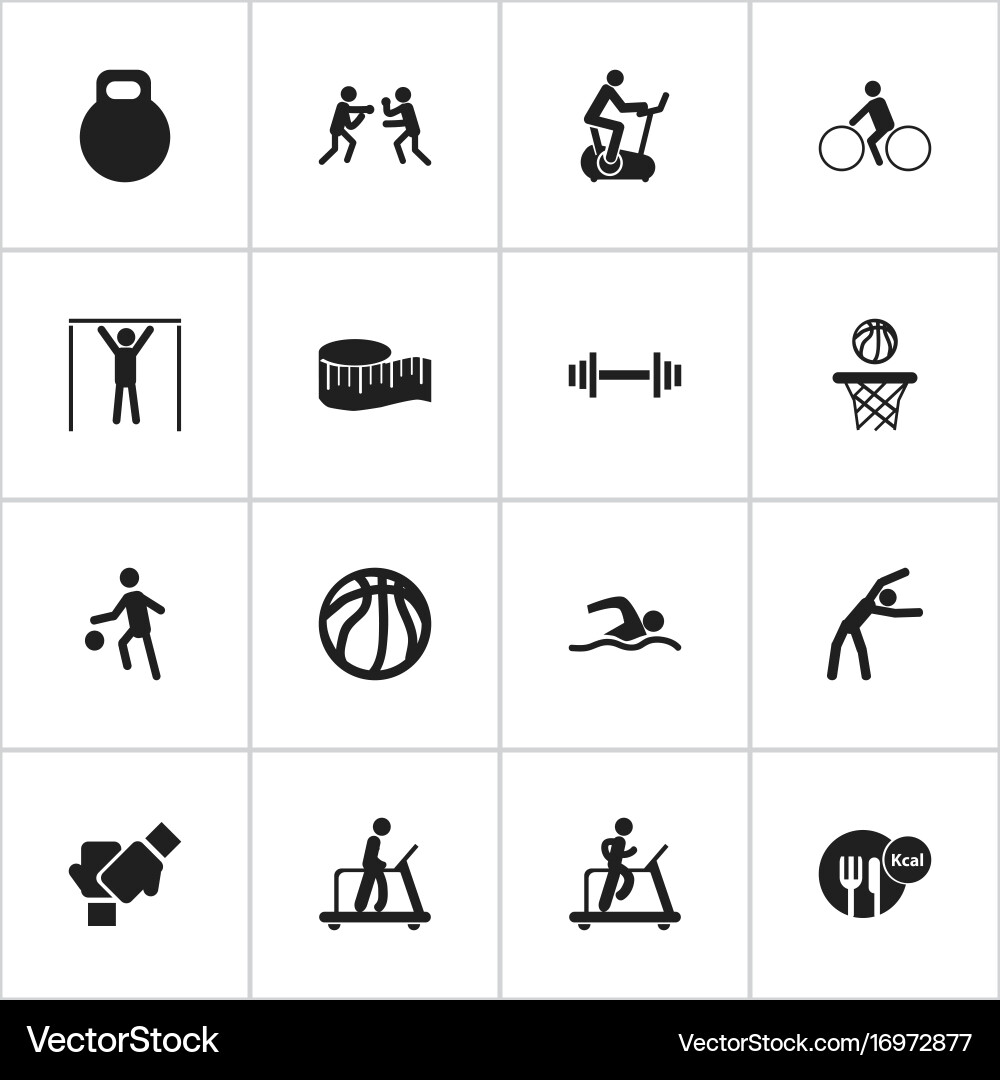 Set of 16 editable active icons includes symbols Vector Image