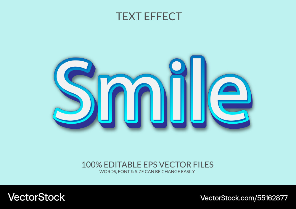 Smile 3d text effect Vector Image