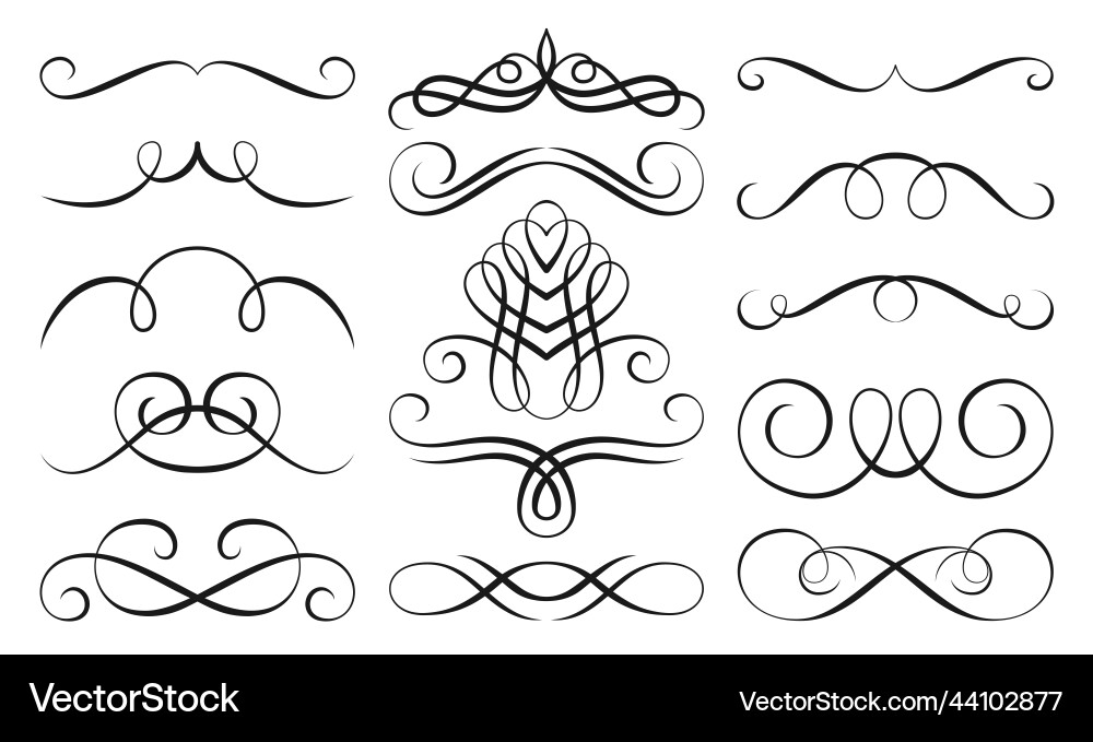 Swirl black line pattern swash divider text scroll Swirl black line pattern swash divider text scroll vector image