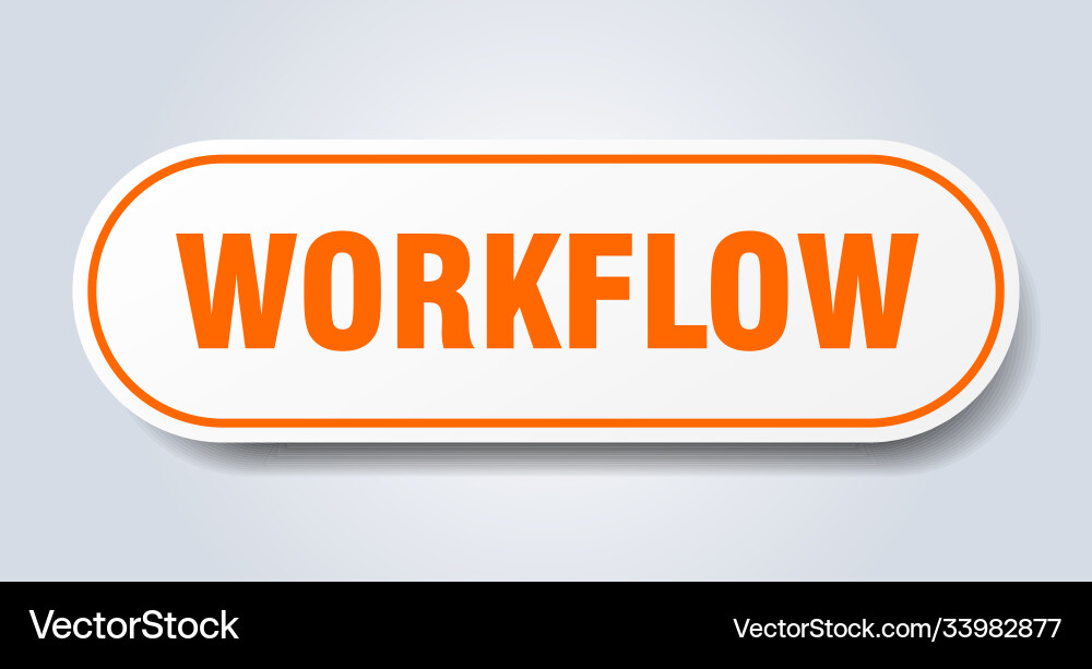 Workflow sign rounded isolated button white Vector Image