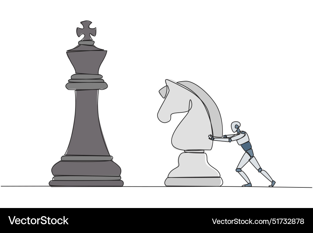 Continuous one line drawing smart robot future Vector Image