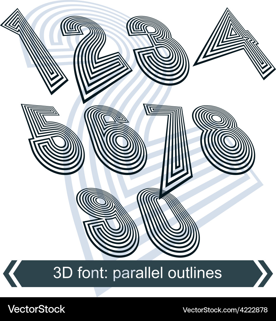 Geometric retro style graphic numbers in rotation vector image