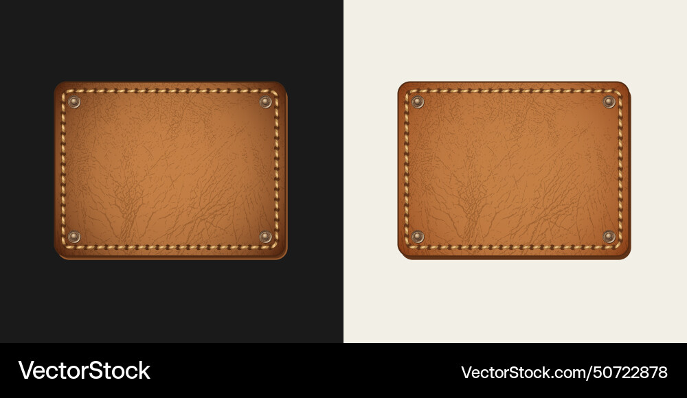 Leather rectangular empty label with stitching Leather rectangular empty label with stitching vector image