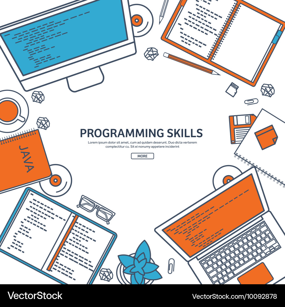 Line artprogrammingcoding flat computing Vector Image