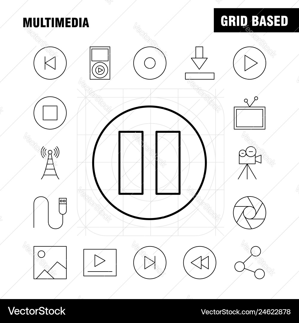 Multimedia line icon for web print and mobile Multimedia line icon for web print and mobile vector image