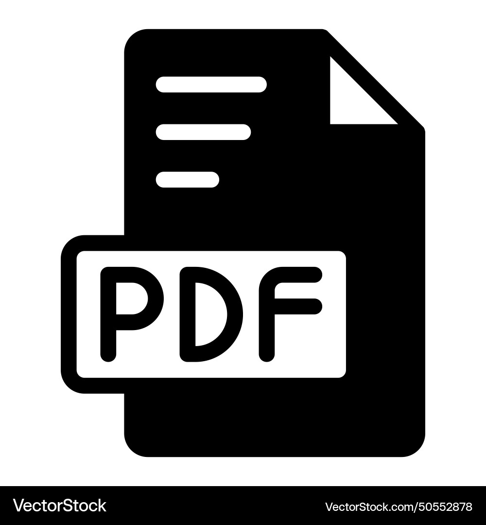 Pdf icon glyph design image extension format file Vector Image