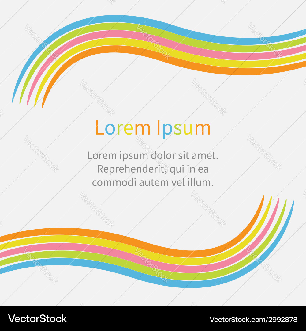 Rainbow abstract curve frame template with text Vector Image