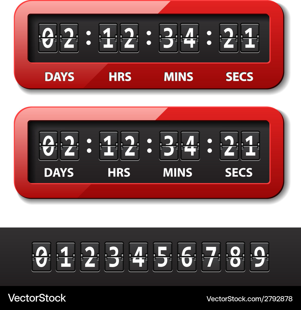 Red mechanical counter - countdown timer vector image